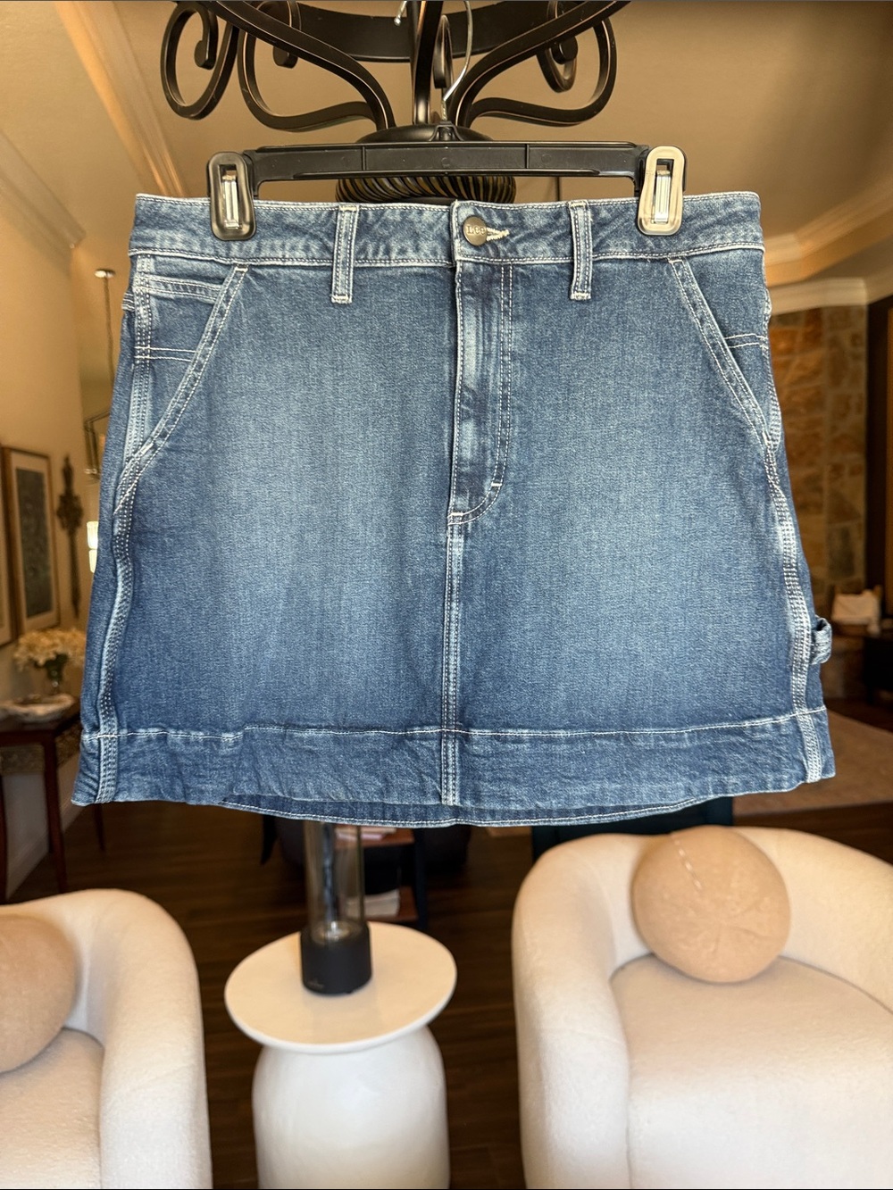Lee Denim Mini Skirt in Medium Blue